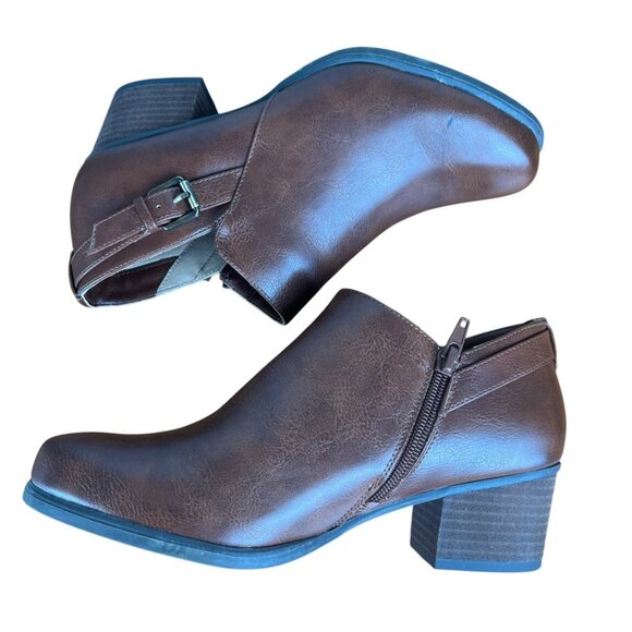 Soul Naturalizer Brown Faux Leather Ankle Boots With Zipper & Buckle Women 8 - Picture 9 of 14